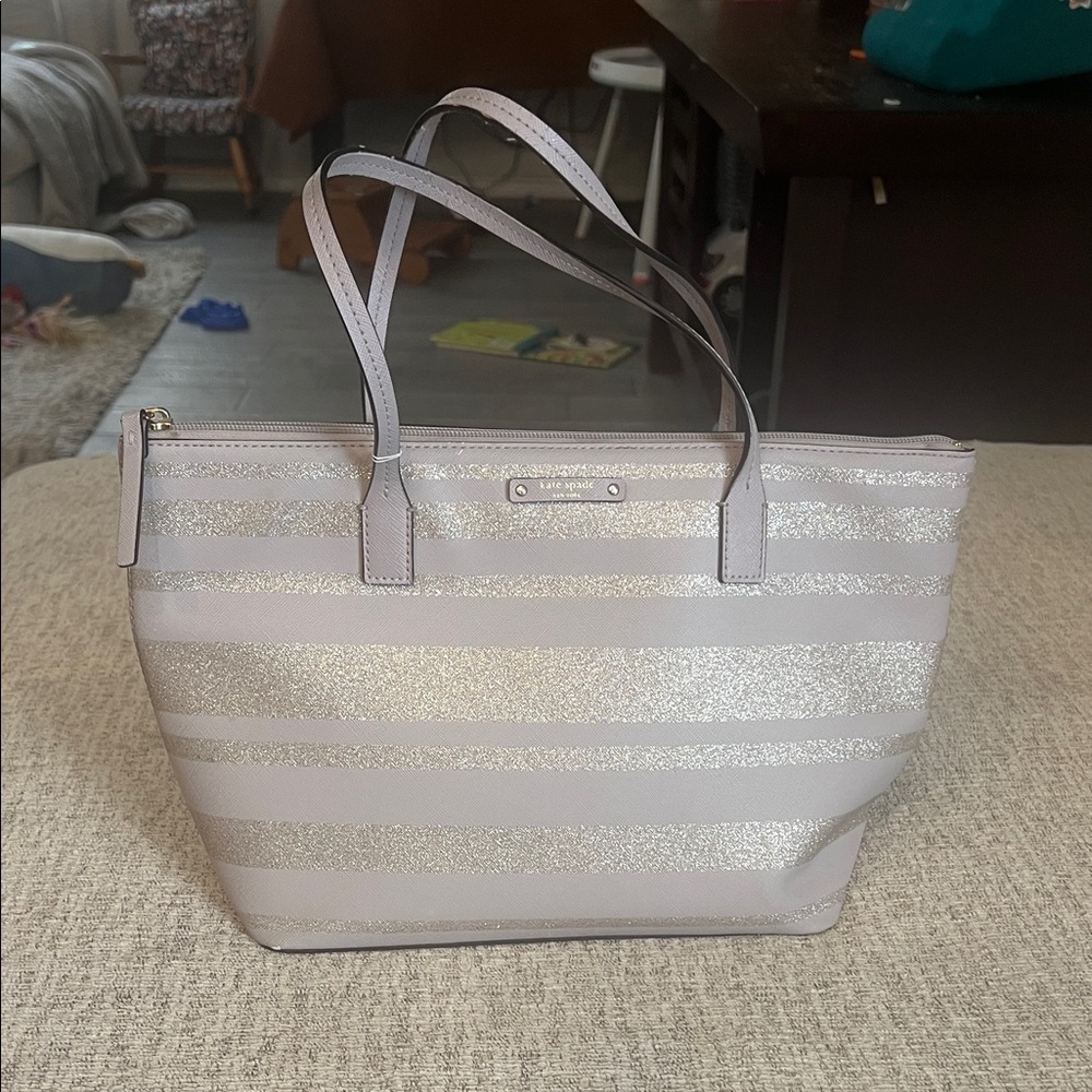 Kate Spade Glittery Silver and Gray Tote